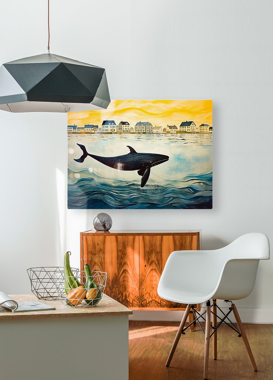 Whale Breach  HD Metal print with Floating Frame on Back