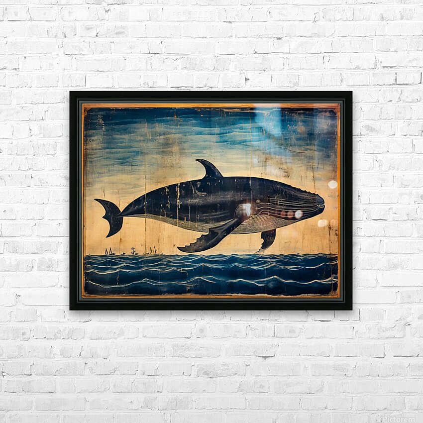 Whale Breach  4 HD Sublimation Metal print with Decorating Float Frame (BOX)