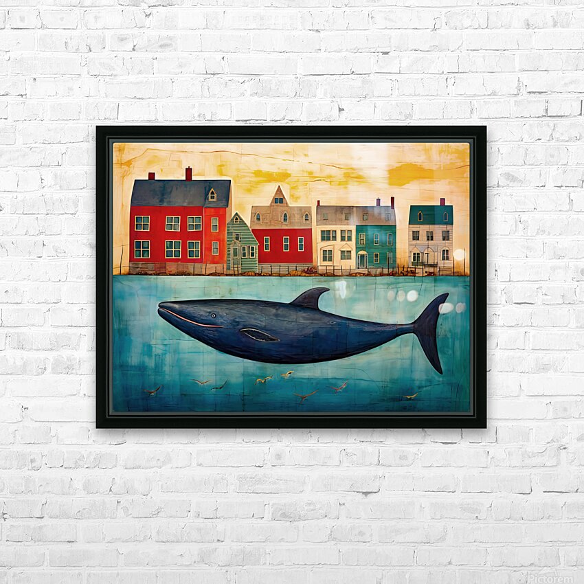 Whale Breach  21 HD Sublimation Metal print with Decorating Float Frame (BOX)