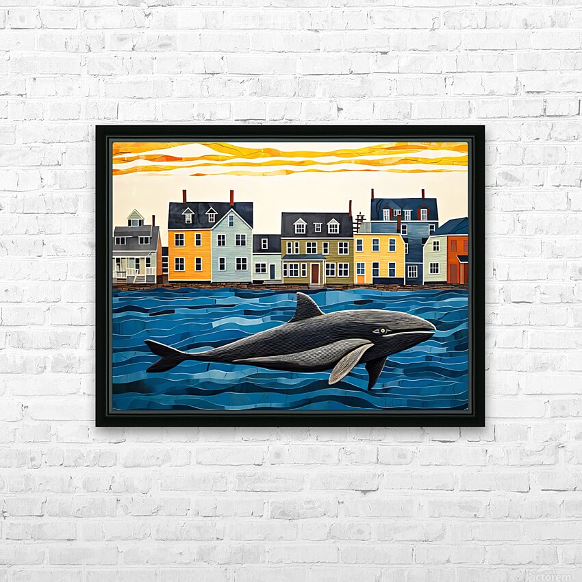 Whale Breach  15 HD Sublimation Metal print with Decorating Float Frame (BOX)