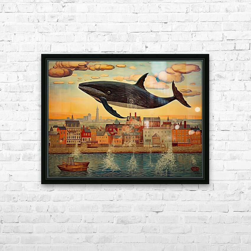 Whale Breach  18 HD Sublimation Metal print with Decorating Float Frame (BOX)