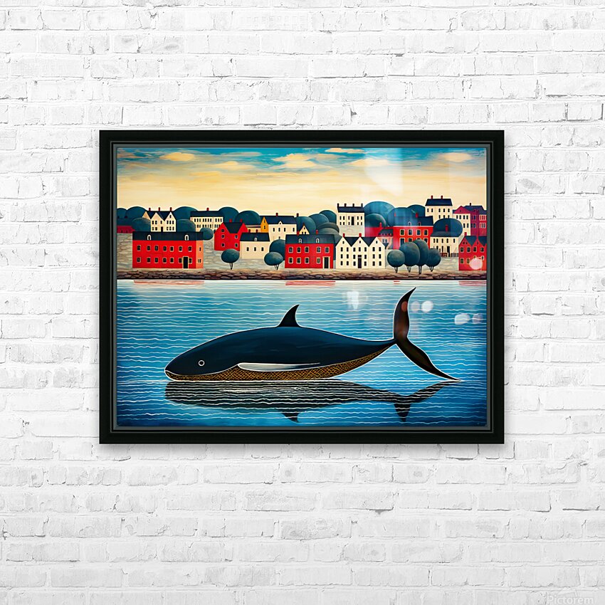Whale Breach  3 HD Sublimation Metal print with Decorating Float Frame (BOX)