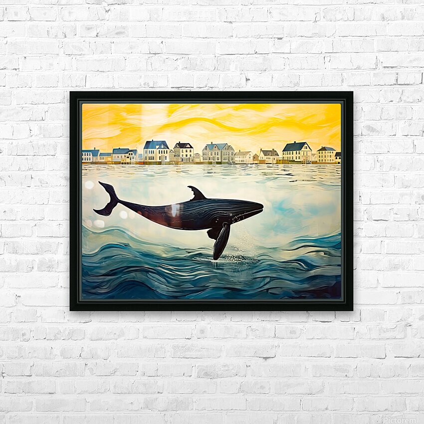 Whale Breach HD Sublimation Metal print with Decorating Float Frame (BOX)