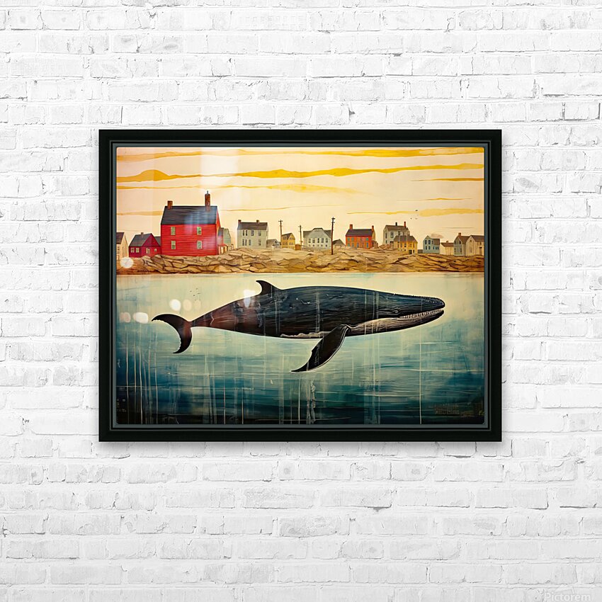 Whale Breach  25 HD Sublimation Metal print with Decorating Float Frame (BOX)