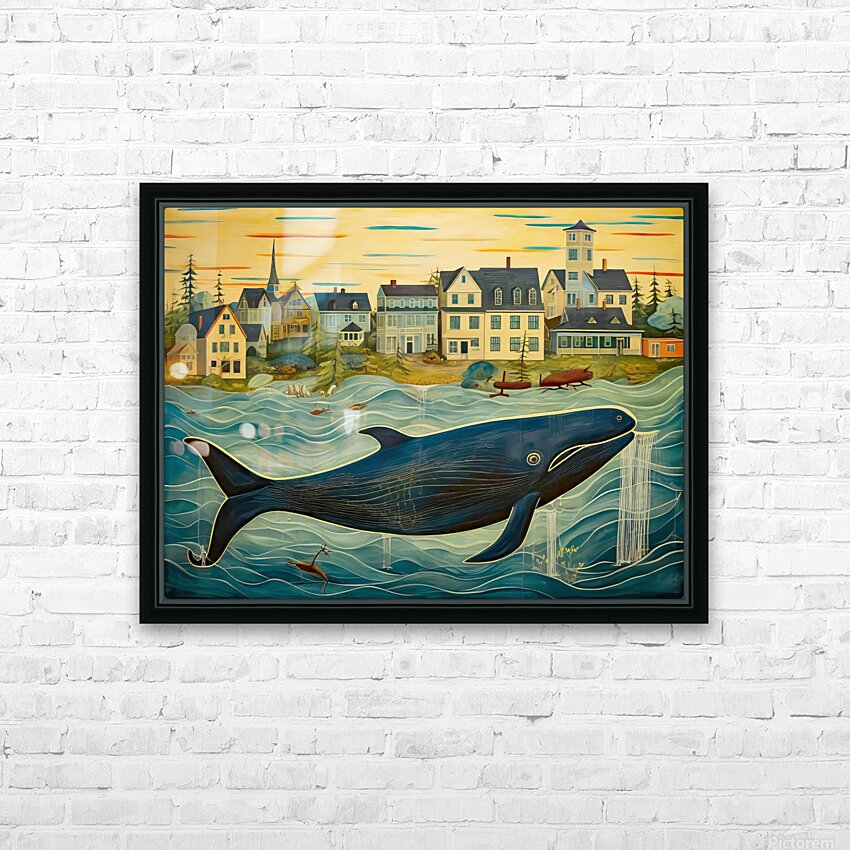 Whale Breach  19 HD Sublimation Metal print with Decorating Float Frame (BOX)
