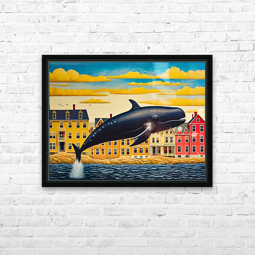 Whale Breach  22 HD Sublimation Metal print with Decorating Float Frame (BOX)